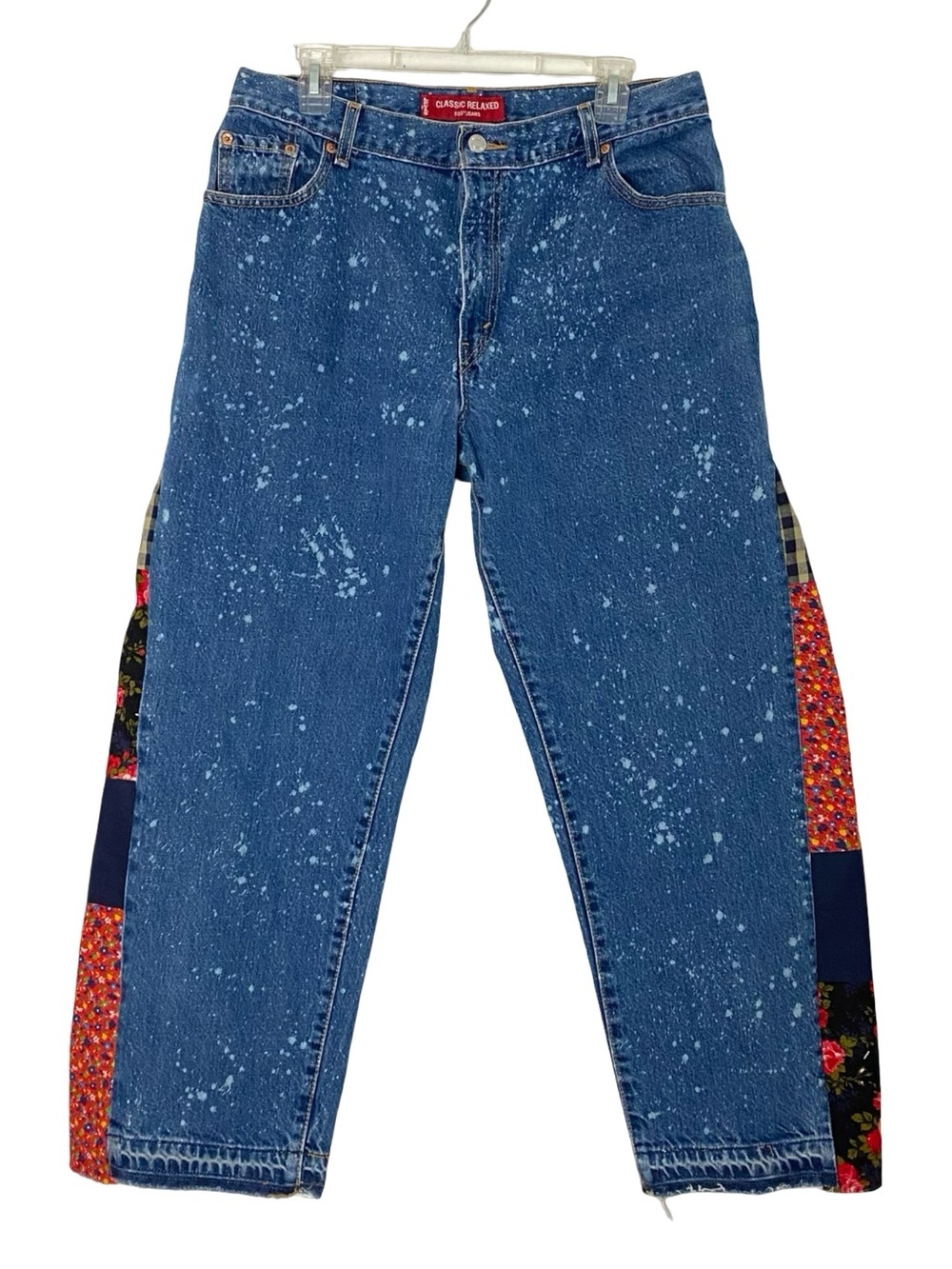 Levi’s Upcycled Jeans Womens Size XL 14 16 Waist 32 Patchwork Handmade Flare